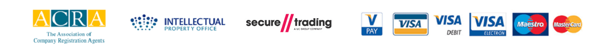 ACRA Logo | Intellectual Property Office Logo | Secure Trading Logo | Visa collective Logos | Maestro Logos | MasterCard Logo